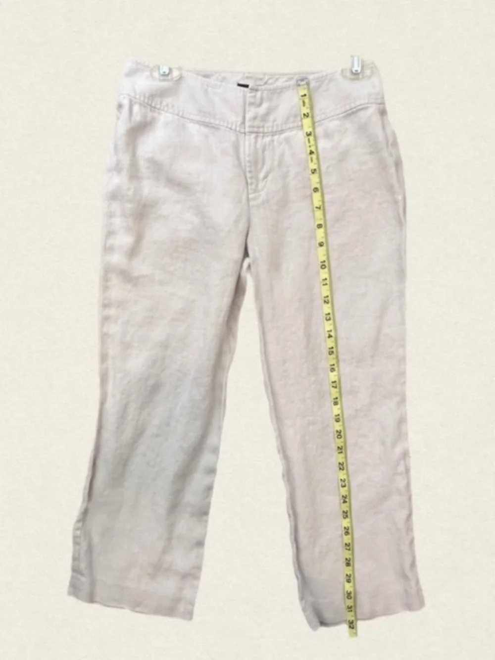 Banana Republic Minimalist Coastal Quiet Luxury Cropped Linen Pants.